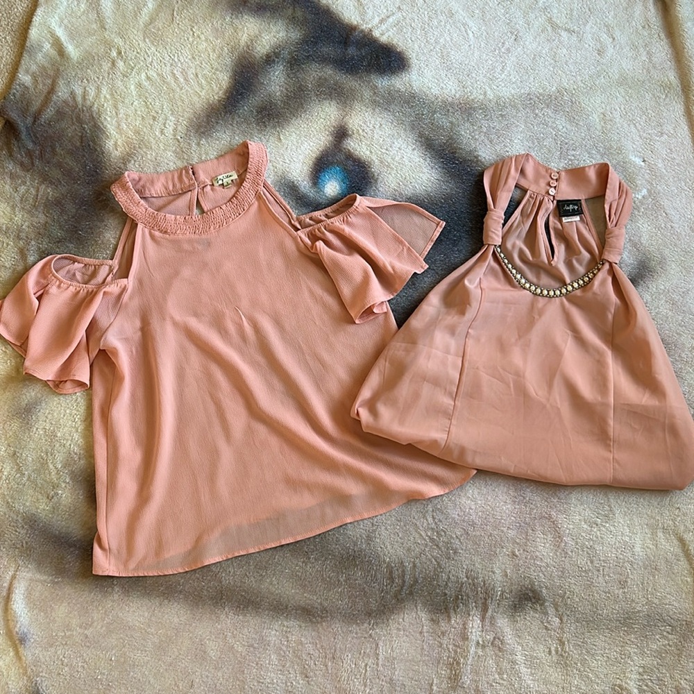 2 Peach Colored Dress Tops Size S